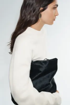 Pull en laine mélangée avec épaulettes - Beige clair — photo 3