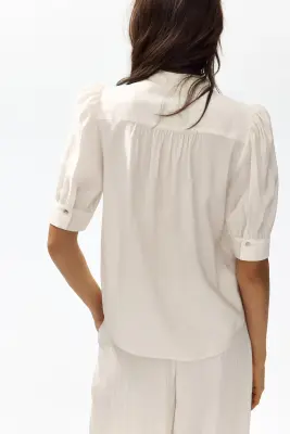 Blouse à manches bouffantes - Beige clair — photo 3