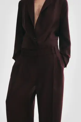 Pantalon chic à jambes larges - Bordeaux — photo 1