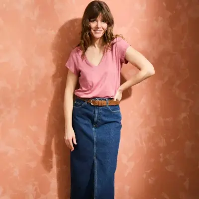 T-shirt Alina rose col V — photo 1