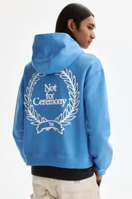 Hoodie Loose Fit avec motifs - Bleu clair/Not for Ceremony — photo 3