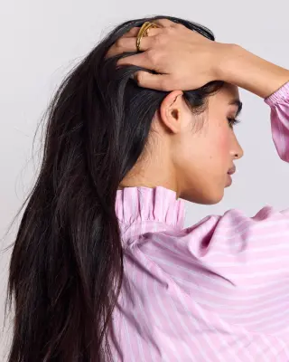 Chemise Camille rayures rose et écru — photo 3