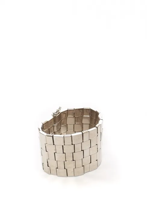 Bracelet manchette TILLY damier en argent Prix boutique $515 Taille S/M