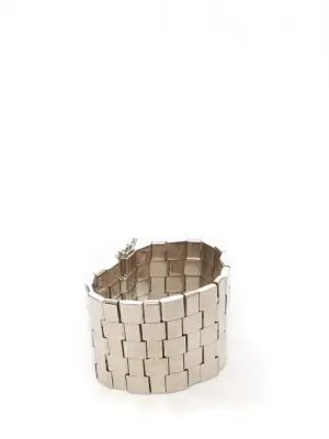 Bracelet manchette TILLY damier en argent Prix boutique $515 Taille S/M — photo 1