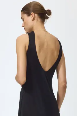 Robe asymétrique à franges - Noir — photo 2