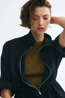 Sweat zippé avec cordon de serrage - Bleu marine — photo 2
