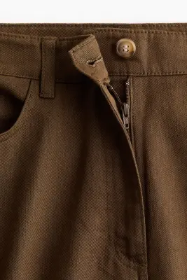 Pantalon en lin mélangé - Marron — photo 4