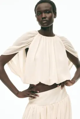 Top en mousseline - Beige clair — photo 2