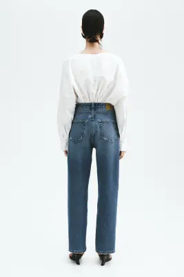 Straight High Waist Ankle Jeans - Bleu denim — photo 3