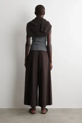 JUPE-CULOTTE EN CRÊPE - BRUN — photo 3