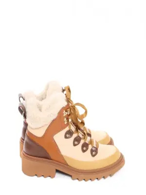 Bottines ELYA shearling beige et cuir marron Retail price 895€ Taille 36 — photo 1