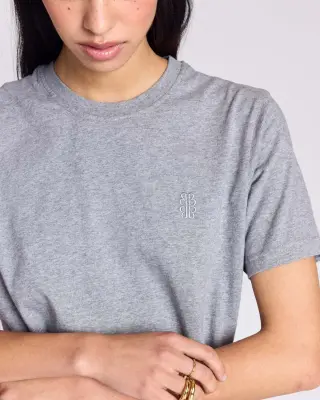 Tee-shirt Bree gris chiné brodé — photo 3
