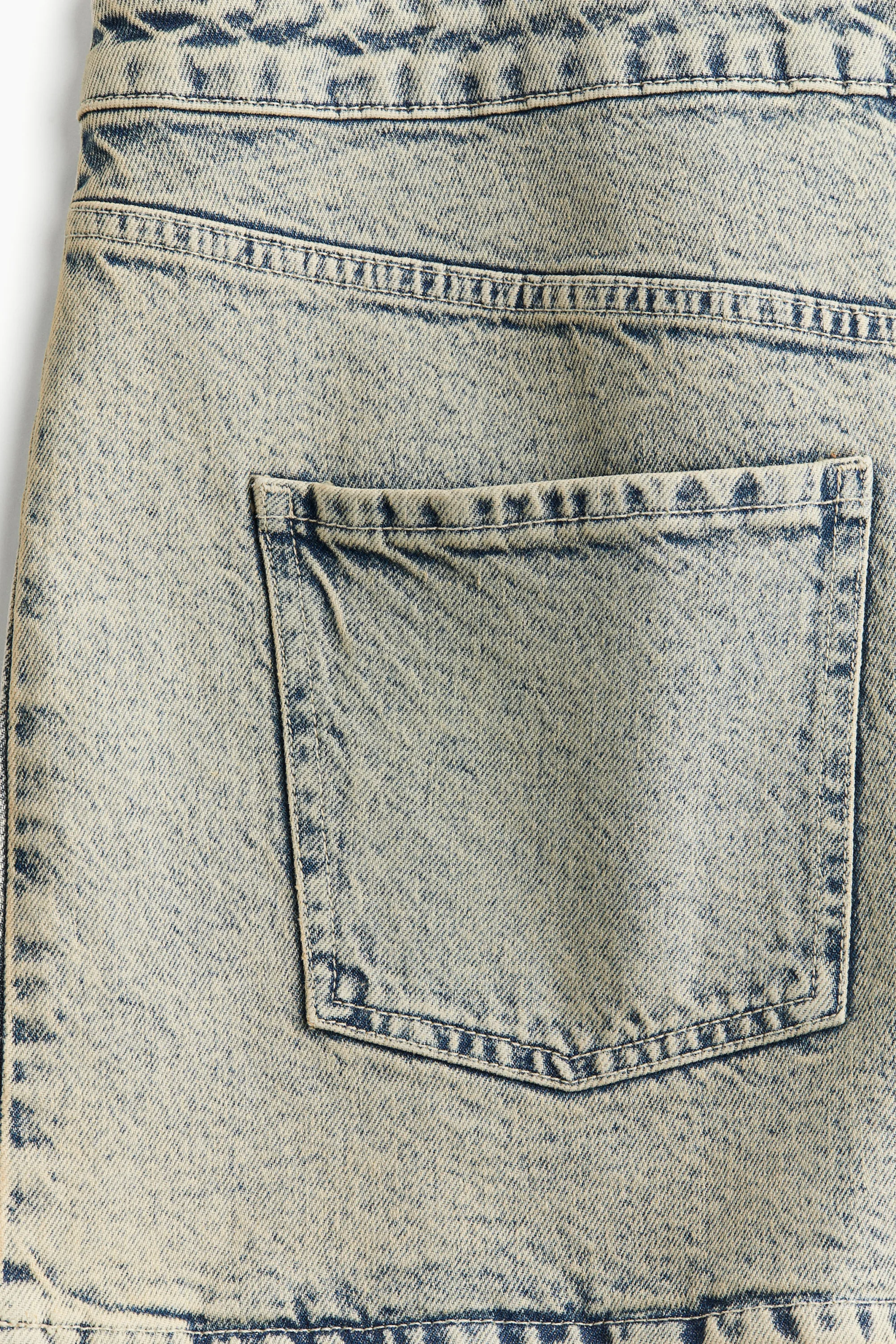 Robe trapèze en twill - Bleu denim pâle/beige clair