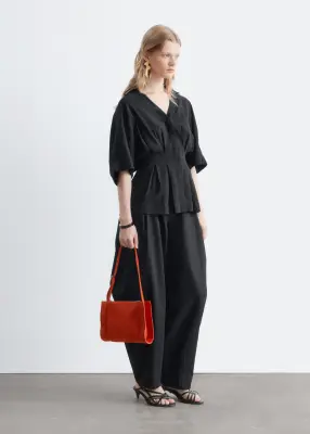 Chemise plissée à la taille - Noir — photo 4