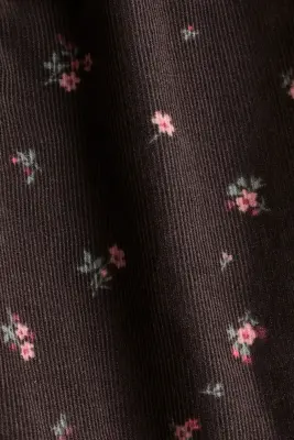 Pantalon doublé en velours côtelé - Marron foncé/fleuri — photo 1
