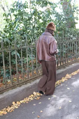 CAWLEY – WAXED LEATHER FLYING JACKET – WALNUT — photo 2
