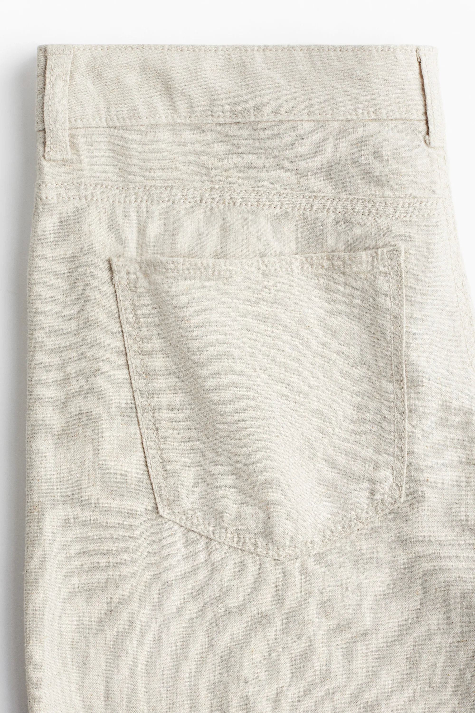 Pantalon large en lin mélangé - Beige clair