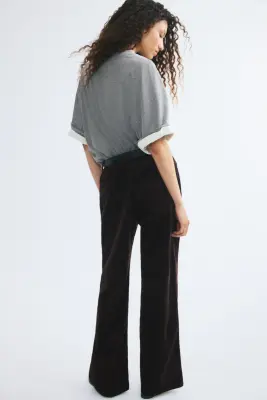 Pantalon en velours de coton côtelé - Marron foncé — photo 3