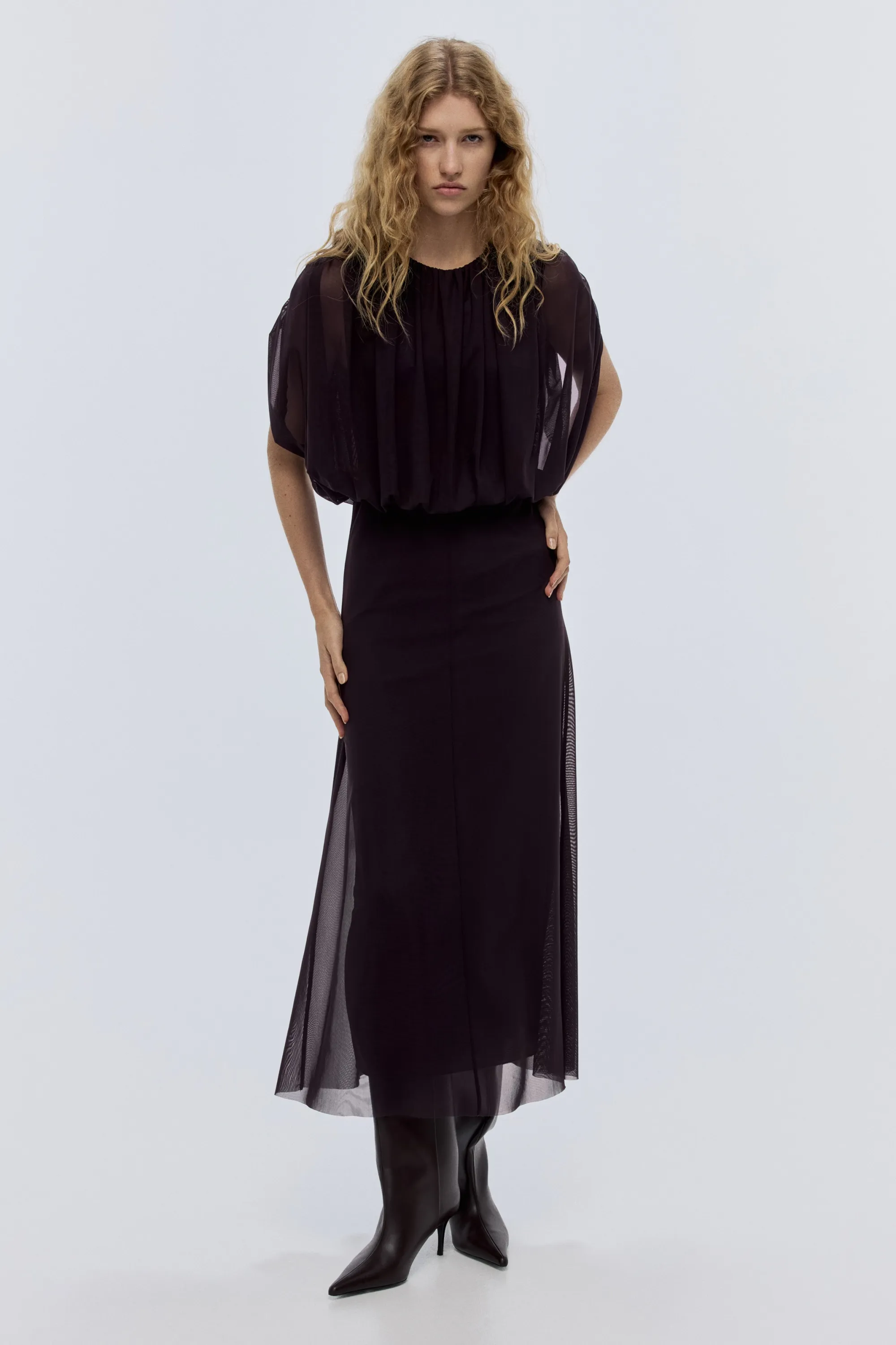 Robe froncée - Violet prune