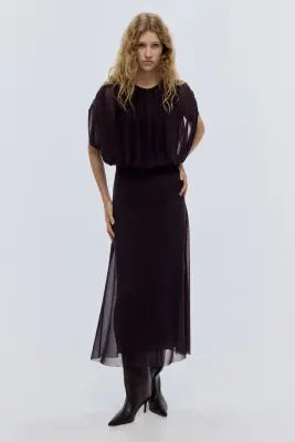 Robe froncée - Violet prune — photo 1