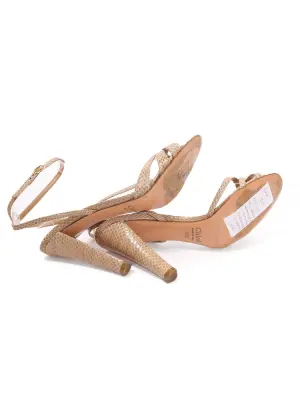 Sandales à talon et bride cheville en python beige rosé Px boutique 600€ Taille 38,5 — photo 4