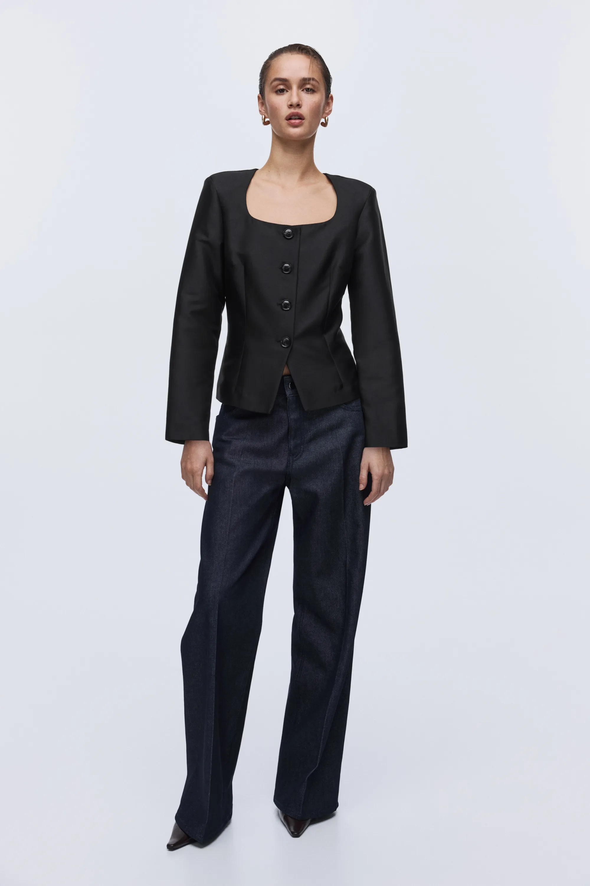 Blazer à encolure carrée - Noir