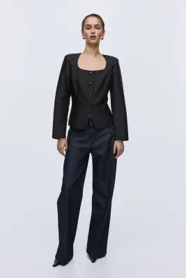 Blazer à encolure carrée - Noir — photo 1