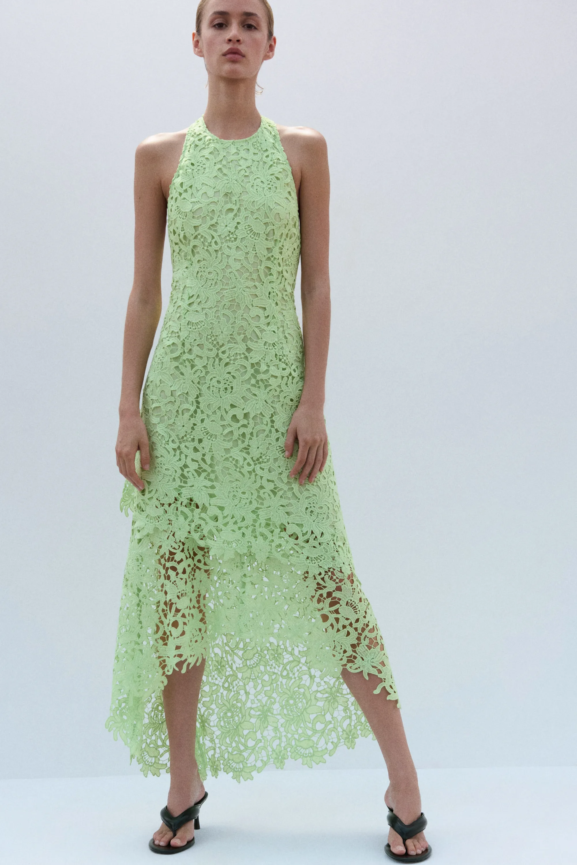 Robe dos nu en dentelle - Vert clair