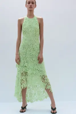 Robe dos nu en dentelle - Vert clair — photo 1