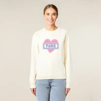 SWEAT-SHIRT COTON BIO IMPRIMÉ - COEUR PARIS - ÉCRU — photo 3