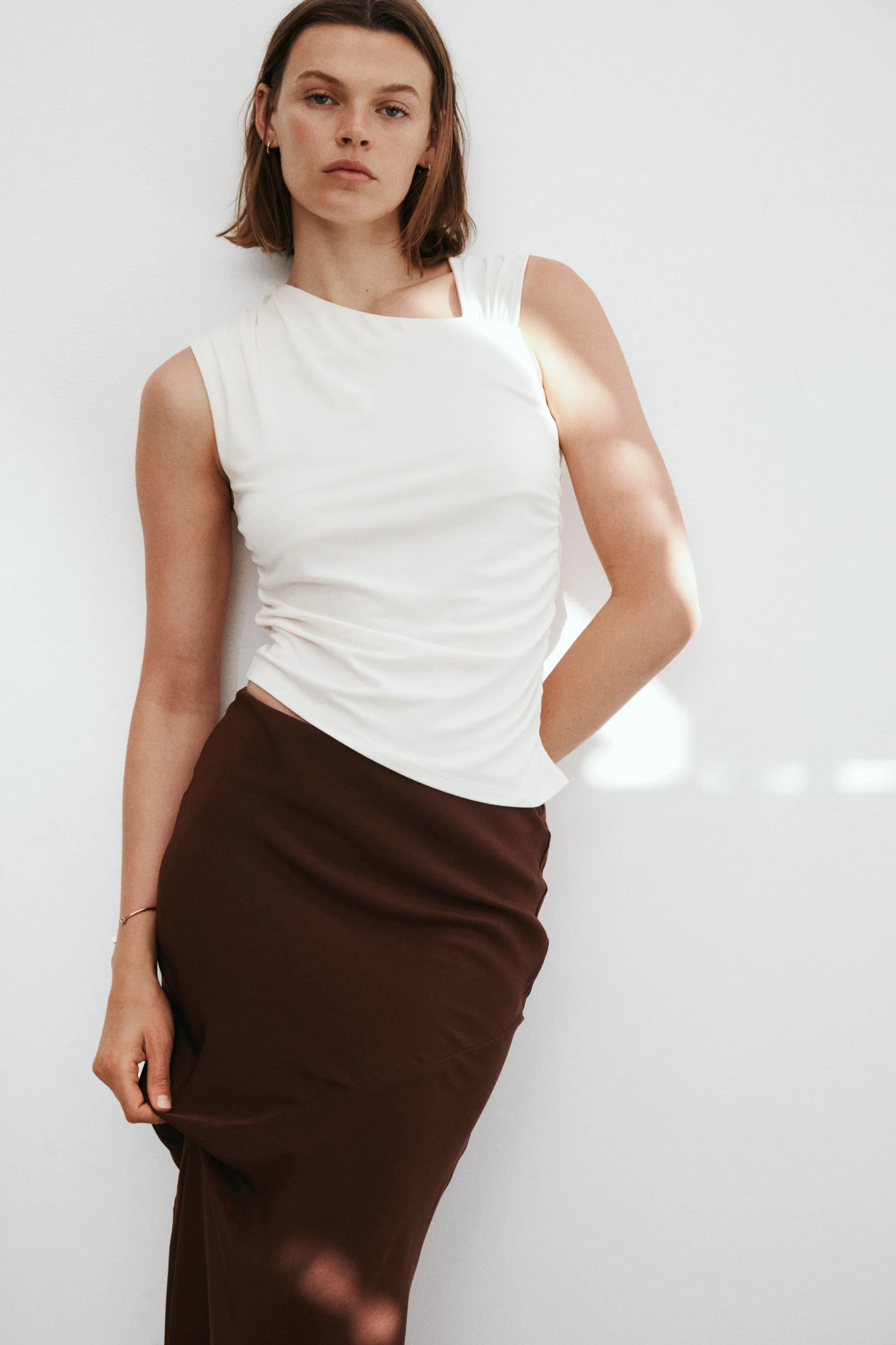 Slip skirt en satin - Brun rouille