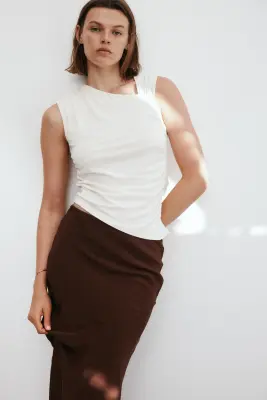 Slip skirt en satin - Brun rouille — photo 1