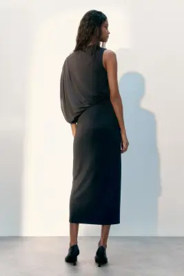 Robe maxi à effet drapé - Noir — photo 3