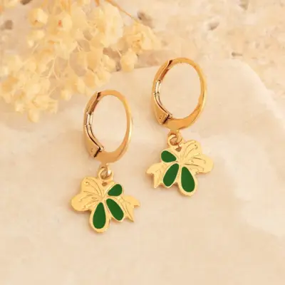 Boucles d'Oreilles Nymphea Emeraude — photo 1