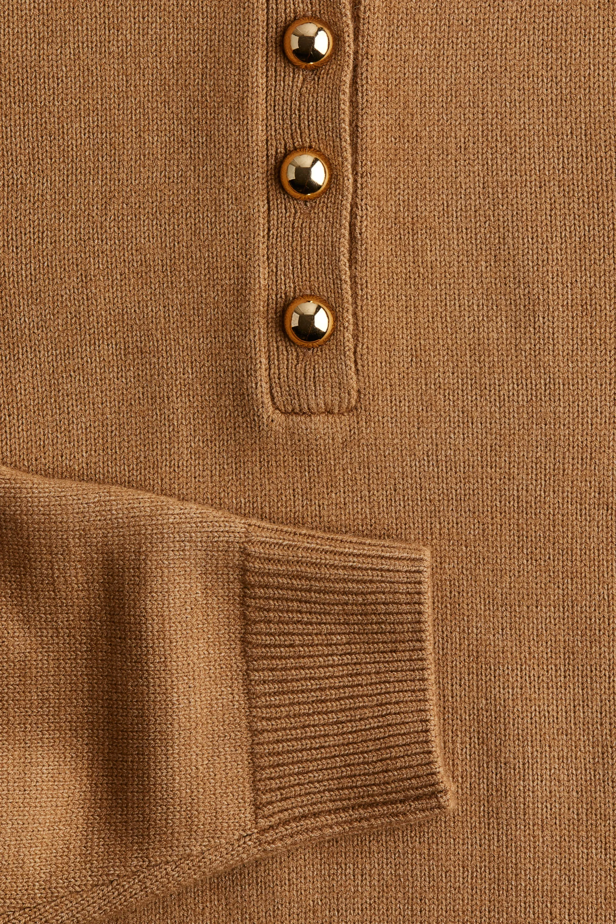 Robe en maille fine avec col - Beige foncé