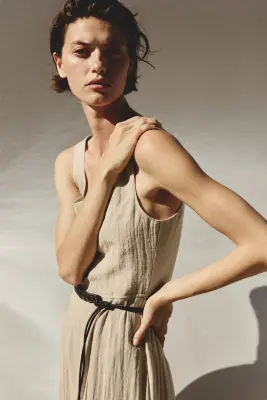 Combi-pantalon avec ceinture - Beige clair — photo 2