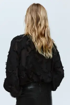 Blouse en tissu jacquard - Noir — photo 2