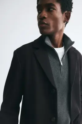 Manteau à fermeture droite - Noir — photo 2