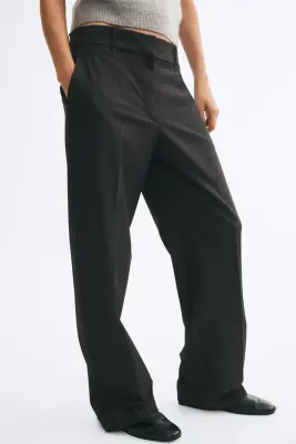 Pantalon chic en twill - Gris foncé — photo 1