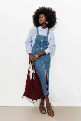 Robe-salopette en jean Femme — photo 5