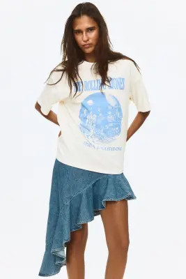 T-shirt oversize imprimé - Crème/The Rolling Stones — photo 1