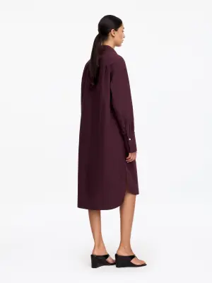Robe-chemise en coton - Mauve foncé — photo 2