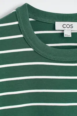 T-SHIRT À COL ROND EN COTON INTERLOCK - VERT / BLANC / RAYÉ — photo 5