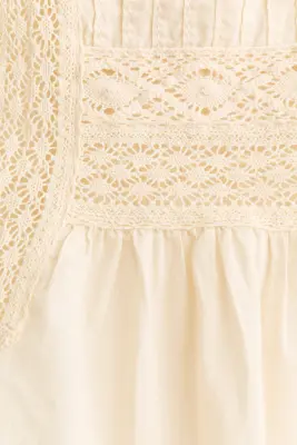 Blouse en coton avec dentelle - Beige clair — photo 3