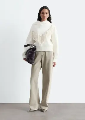 Pull en maille avec écharpe - Écru — photo 3