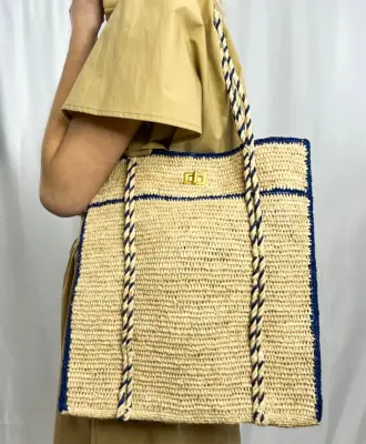 Sac Roxane Naturel & Bleu roi - A Point ETC — photo 1