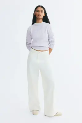 Pull en maille torsadée - Lilas/cœur — photo 1