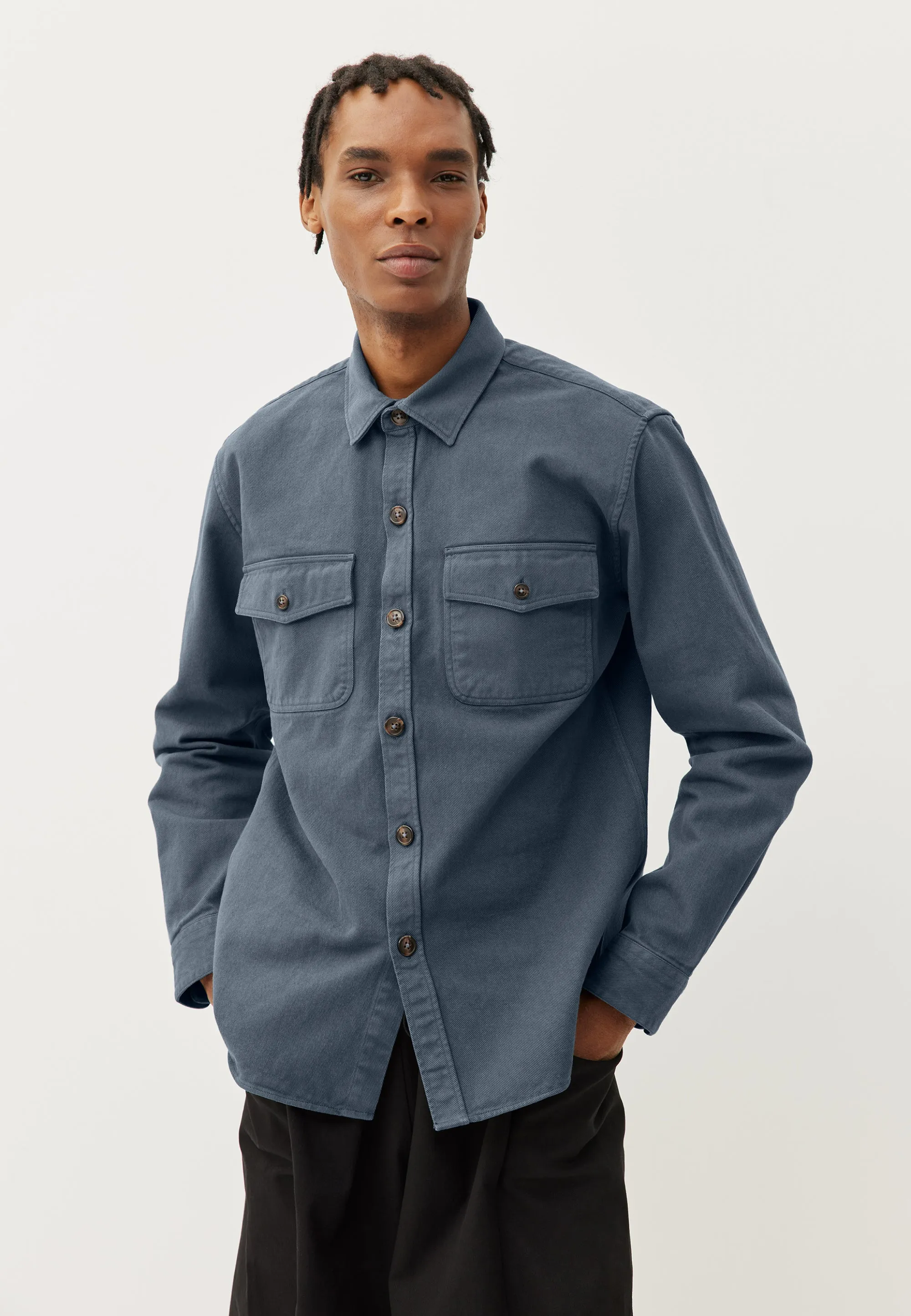 La surchemise en twill - Bleu acier