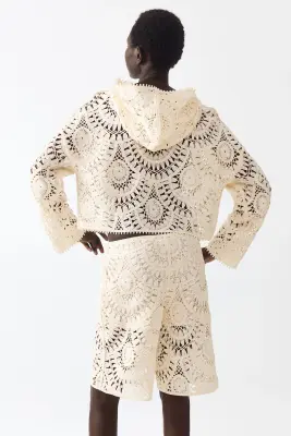Bermuda façon crochet - Crème — photo 4