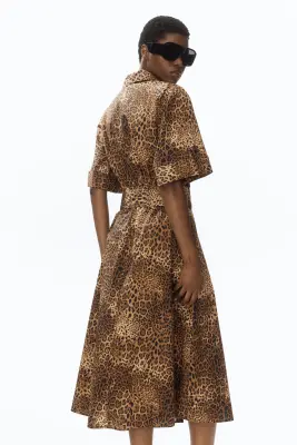 Tie-belt dress - Marron/imprimé léopard — photo 2